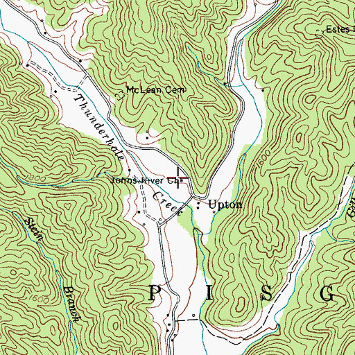 Topographic Map of Johns River Church, NC