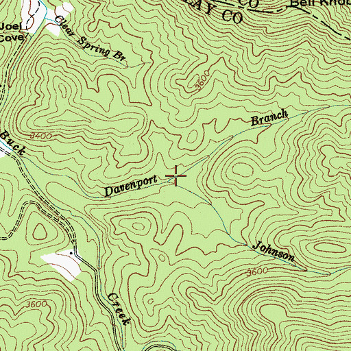 Topographic Map of Johnson Branch, NC