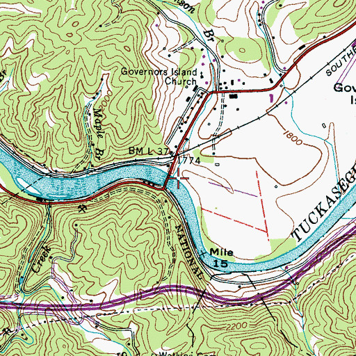 Topographic Map of Johnson Branch, NC