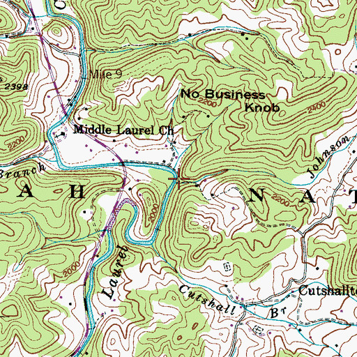 Topographic Map of Johnson Branch, NC