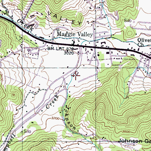 Topographic Map of Johnson Branch, NC