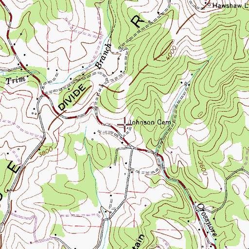 Topographic Map of Johnson Cemetery, NC