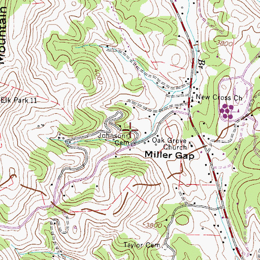 Topographic Map of Johnson Cemetery, NC