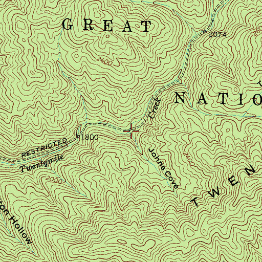 Topographic Map of Johns Cove, NC