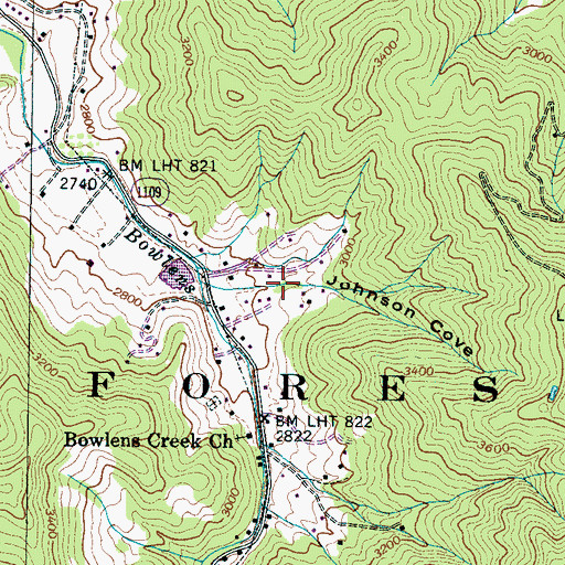 Topographic Map of Johnson Cove, NC