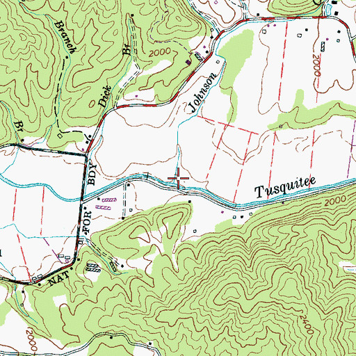 Topographic Map of Johnson Creek, NC