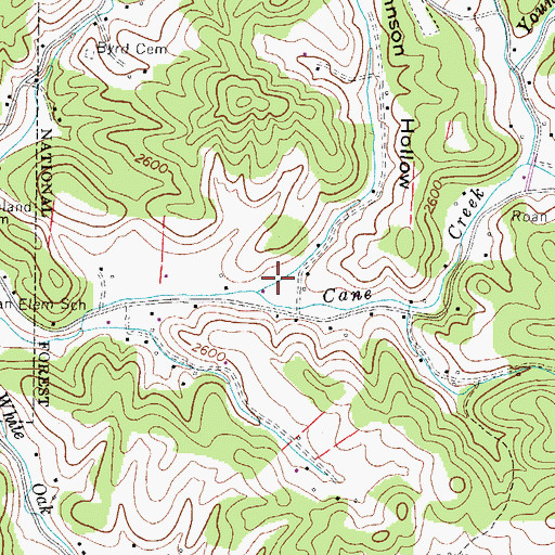 Topographic Map of Johnson Hollow, NC