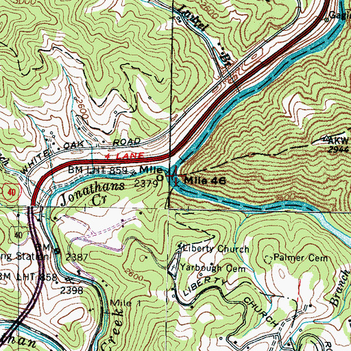 Topographic Map of Jonathans Creek, NC
