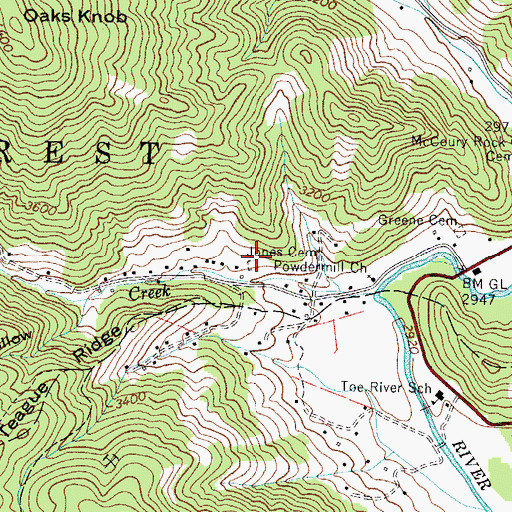 Topographic Map of Jones Cemetery, NC