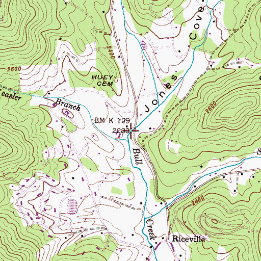 Topographic Map of Jones Cove, NC