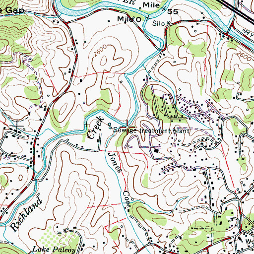 Topographic Map of Jones Cove Branch, NC