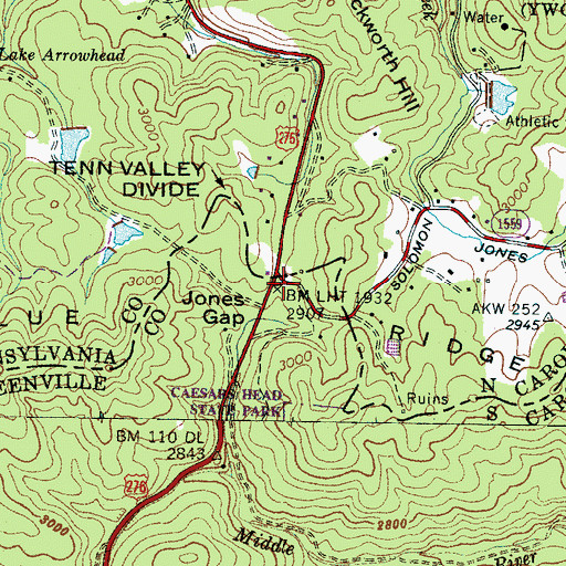 Topographic Map of Jones Gap, NC