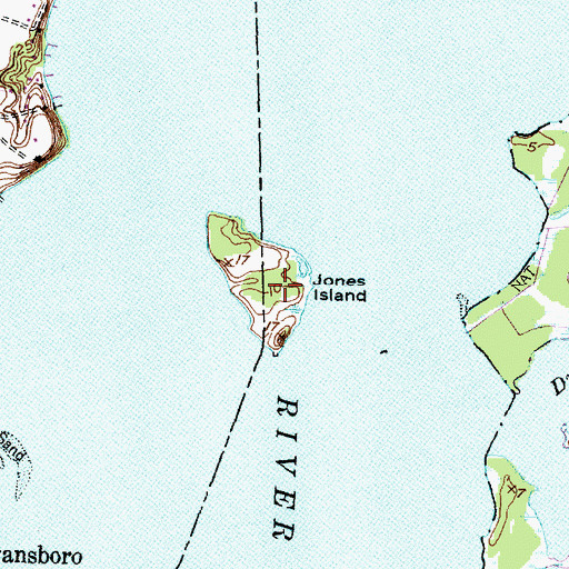 Topographic Map of Jones Island, NC