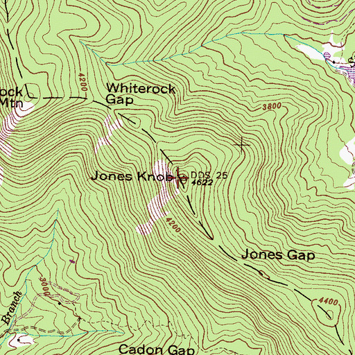 Topographic Map of Jones Knob, NC