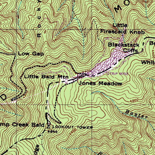 Topographic Map of Jones Meadow, NC
