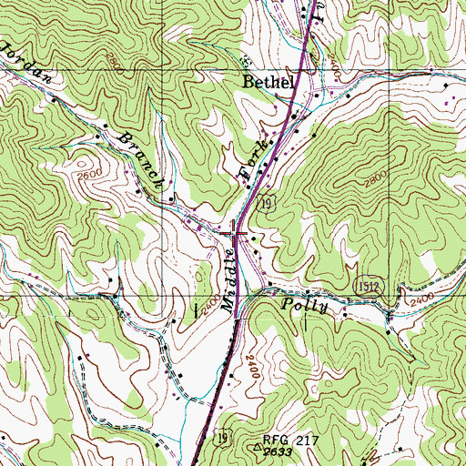 Topographic Map of Jordan Branch, NC