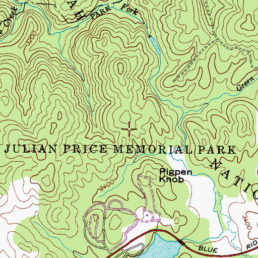 Topographic Map of Julian Price Memorial Park, NC