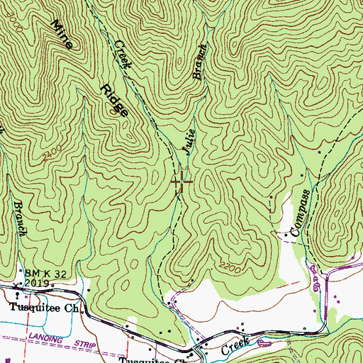 Topographic Map of Julie Branch, NC