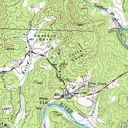 Topographic Map of Julie Cove, NC