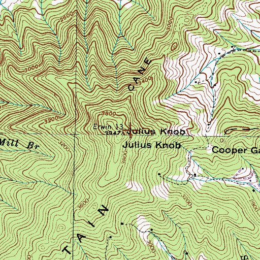 Topographic Map of Julius Knob, NC