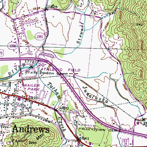 Topographic Map of Junaluska Creek, NC