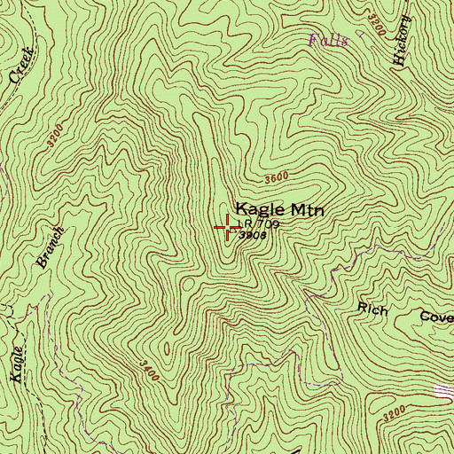 Topographic Map of Kagle Mountain, NC