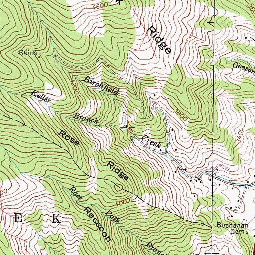 Topographic Map of Keller Branch, NC