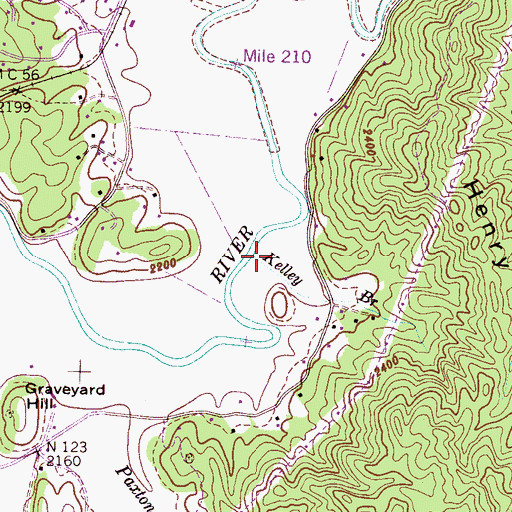 Topographic Map of Kelley Branch, NC