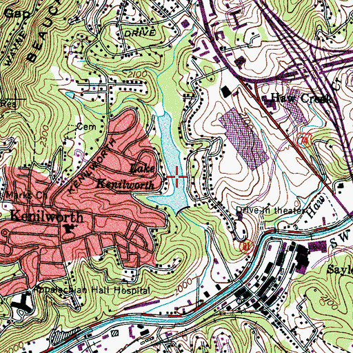 Topographic Map of Lake Kenilworth, NC