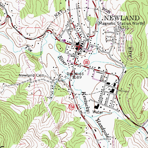 Topographic Map of Kentucky Creek, NC