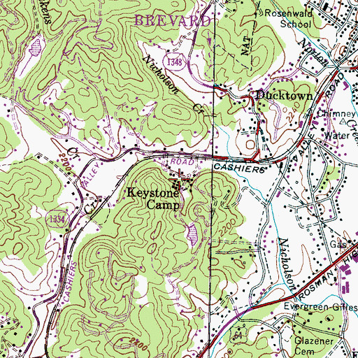 Topographic Map of Keystone Camp, NC