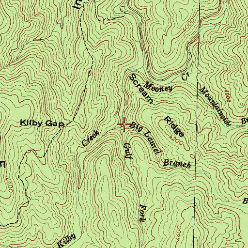 Topographic Map of Kilby Creek, NC