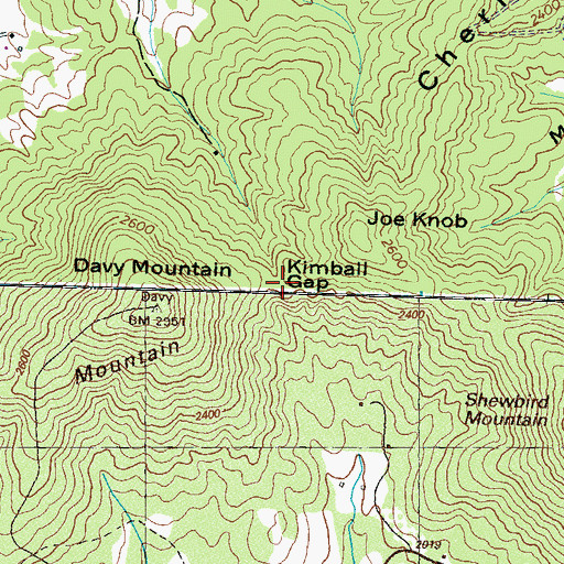 Topographic Map of Kimball Gap, NC