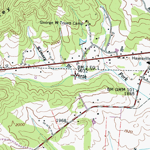 Topographic Map of Kimsey Branch, NC