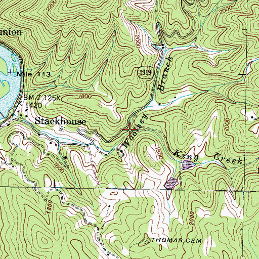 Topographic Map of King Creek, NC