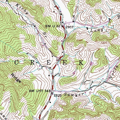 Topographic Map of Kirby Branch, NC