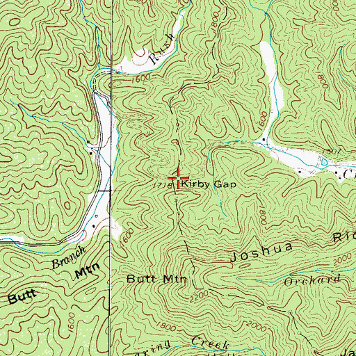 Topographic Map of Kirby Gap, NC