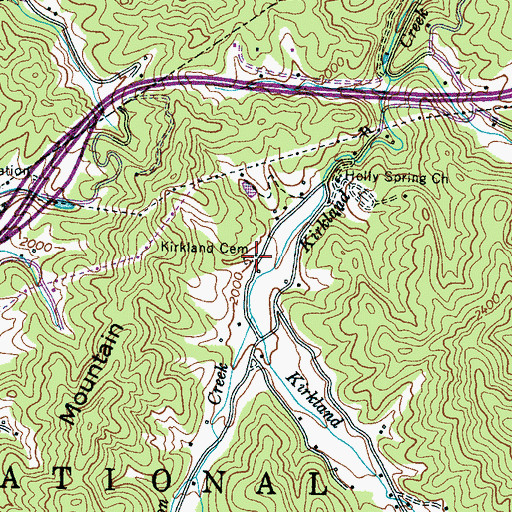 Topographic Map of Kirkland Cemetery, NC