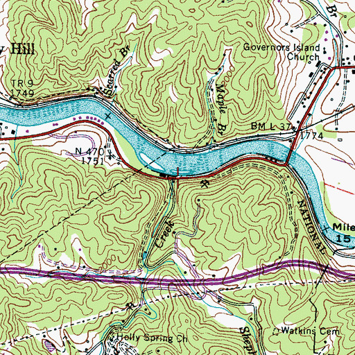 Topographic Map of Kirkland Creek, NC