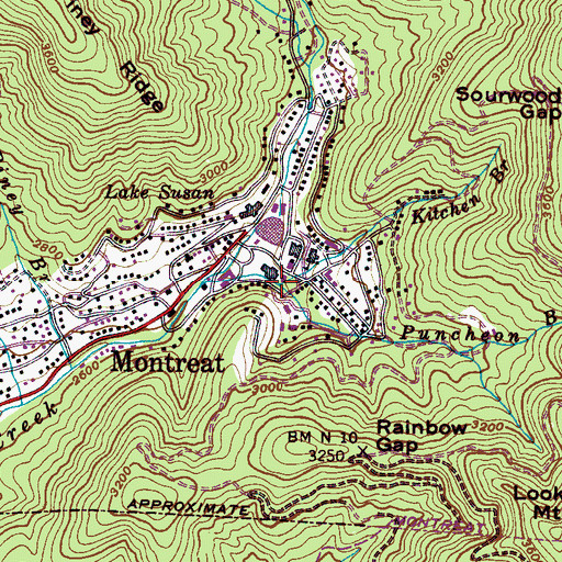 Topographic Map of Kitchen Branch, NC