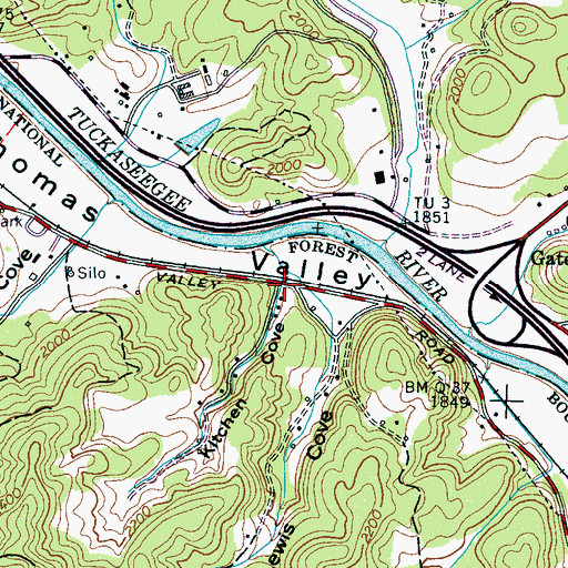 Topographic Map of Kitchen Cove, NC