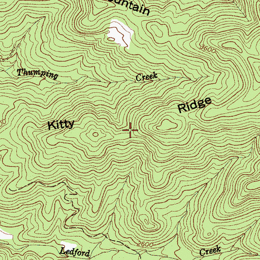Topographic Map of Kitty Ridge, NC