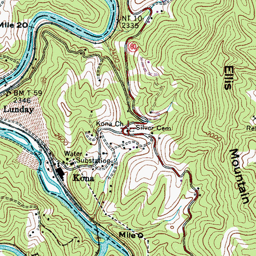 Topographic Map of Kona Church, NC