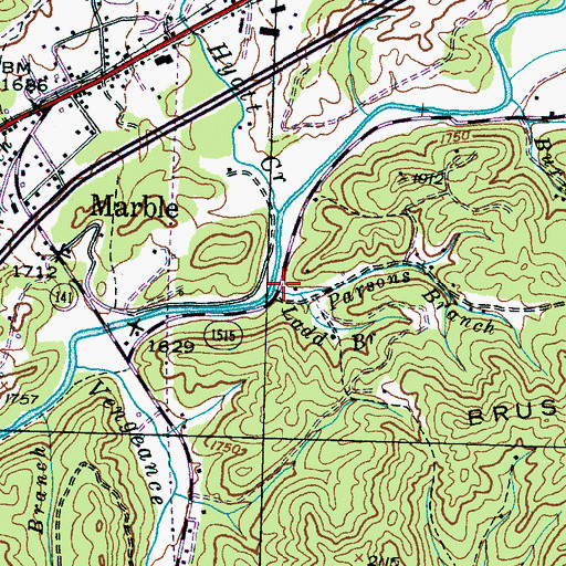 Topographic Map of Ladd Branch, NC