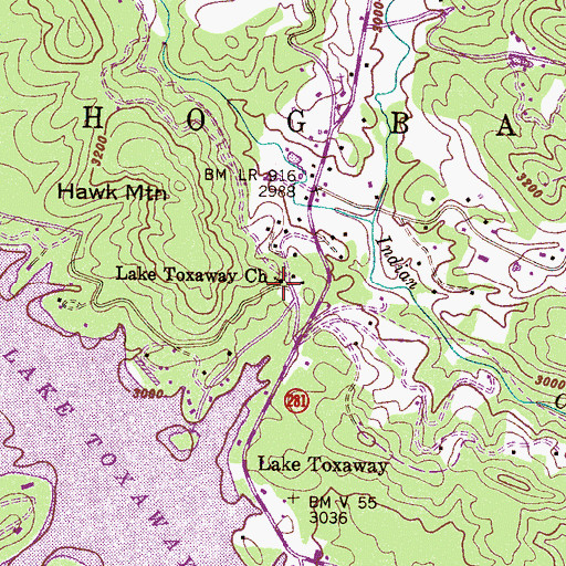 Topographic Map of Lake Toxaway Church, NC