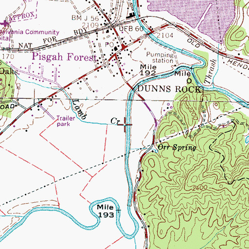 Topographic Map of Lamb Creek, NC