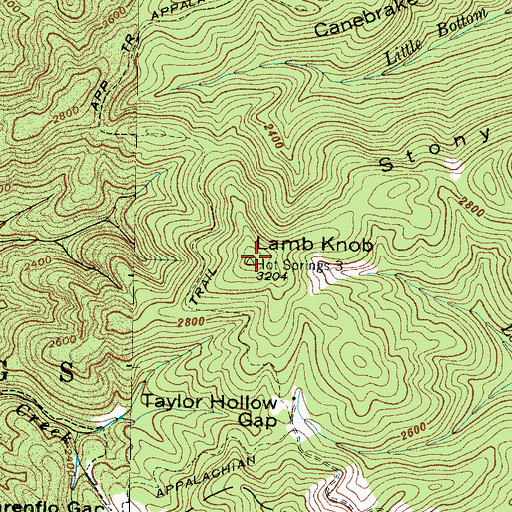 Topographic Map of Lamb Knob, NC