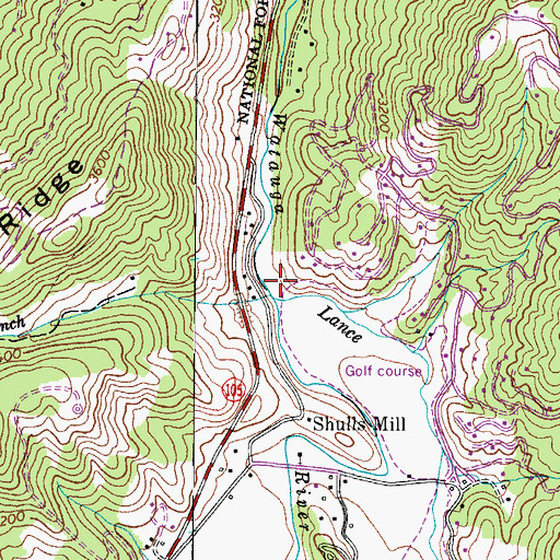 Topographic Map of Lance Creek, NC