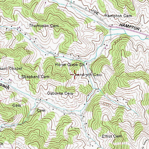 Topographic Map of Landreth Cemetery, NC
