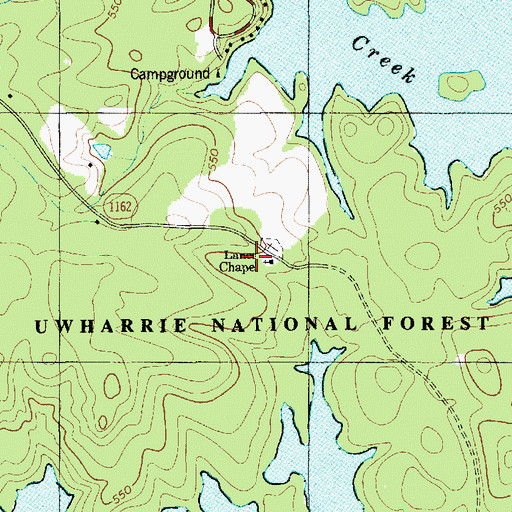 Topographic Map of Lanes Chapel Methodist Church, NC